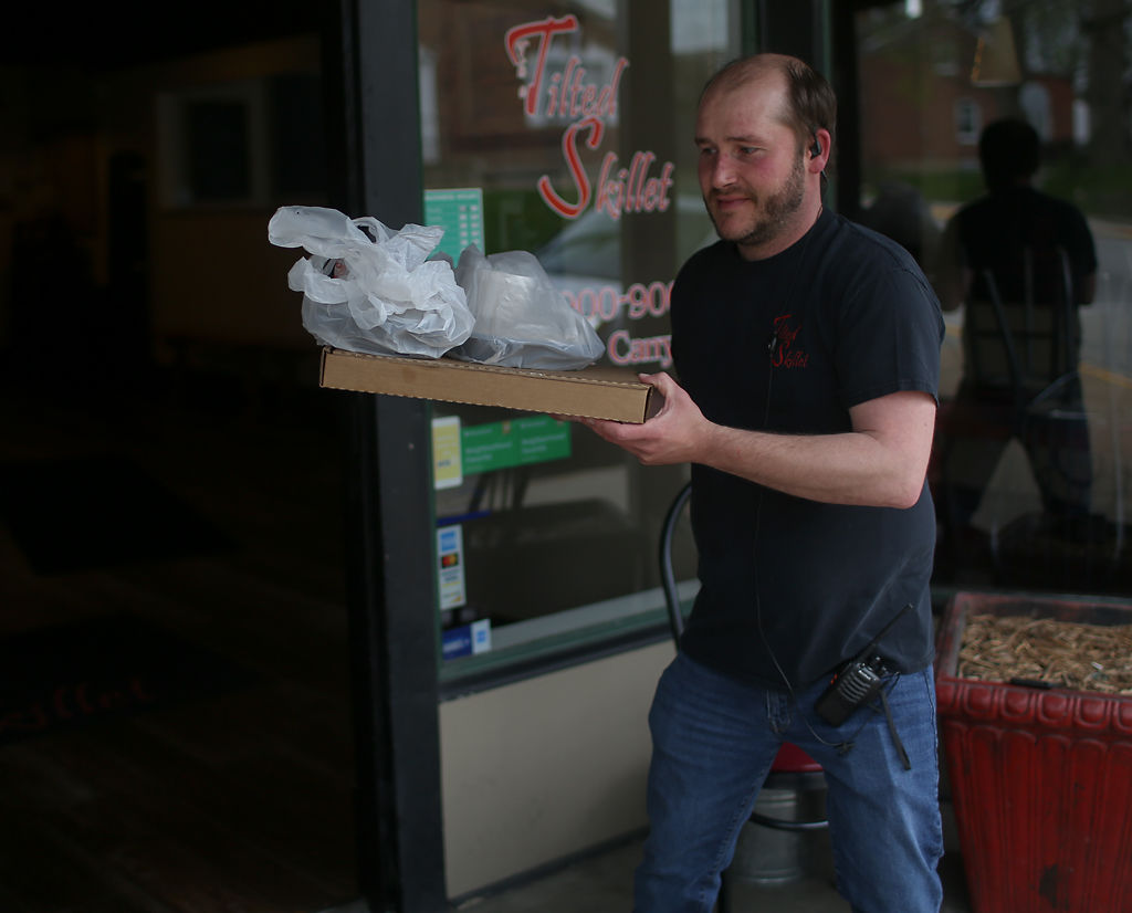 Chris Sivils, a server at the Tilted Skillet